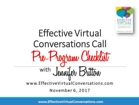 Effective Virtual Conversations - pre-program checklist